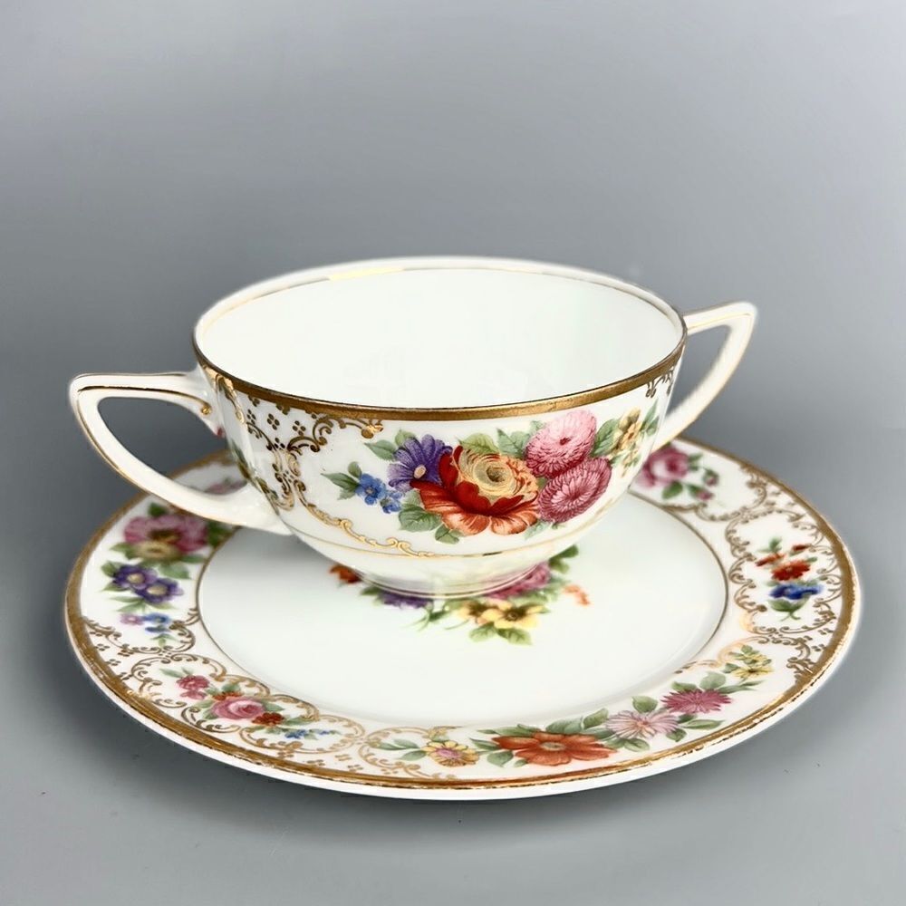 Vintage Rosenthal Bavaria The Dresden Porcelain Bouillon Cup & Saucer Floral - Picture 2 of 13